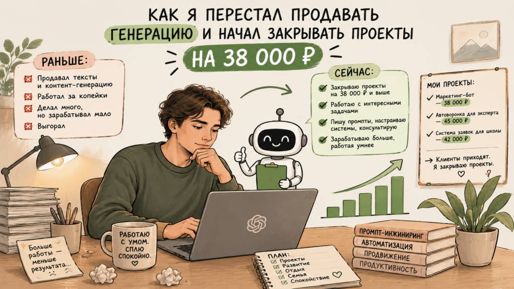Как я перестал продавать генерацию и начал закрывать проекты на 38 000 ₽