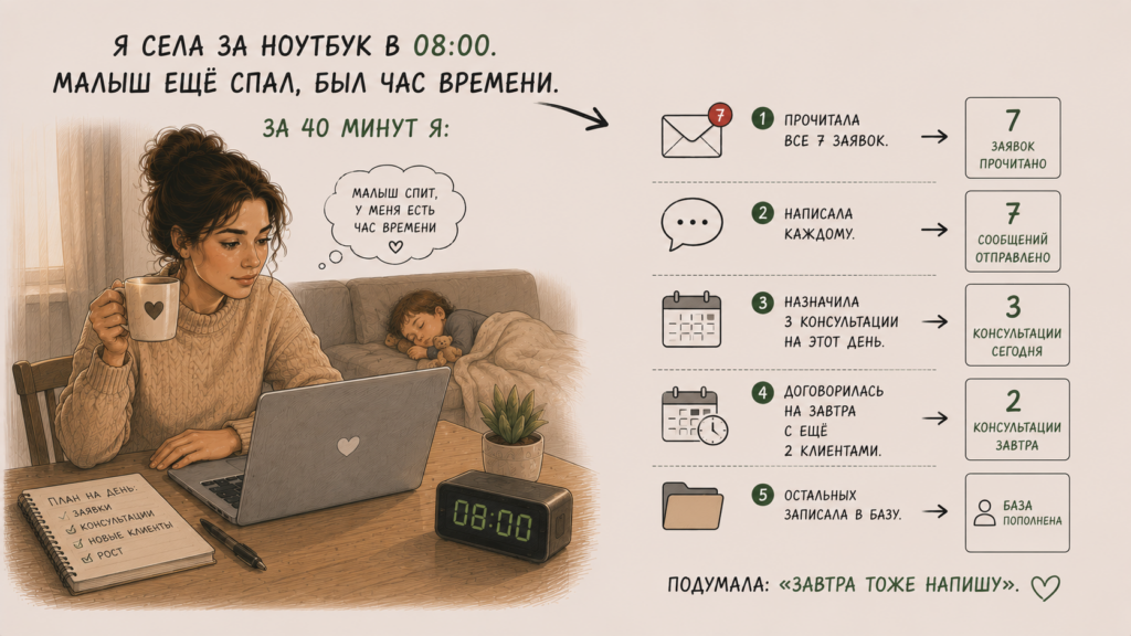 «Обработала всё утром за 40 минут: 3 консультации назначила»