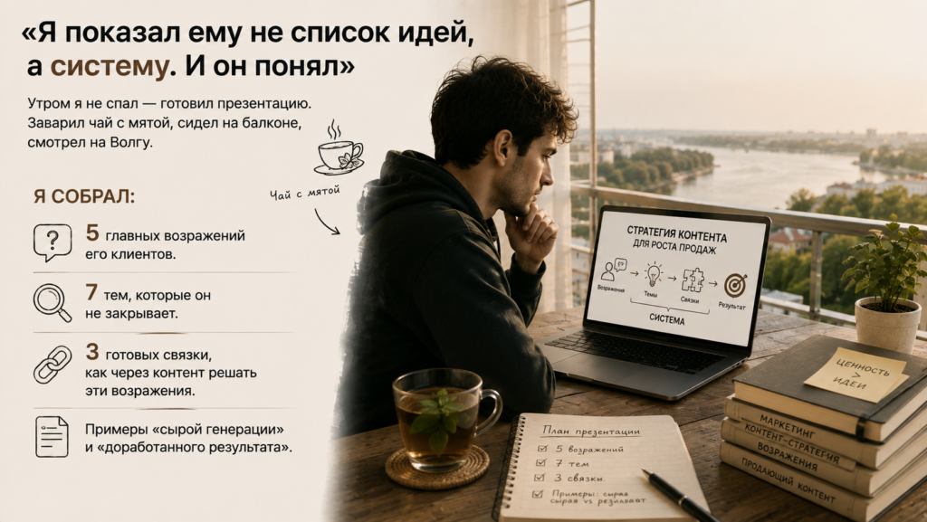 «Я показал ему не список идей, а систему. И он понял»