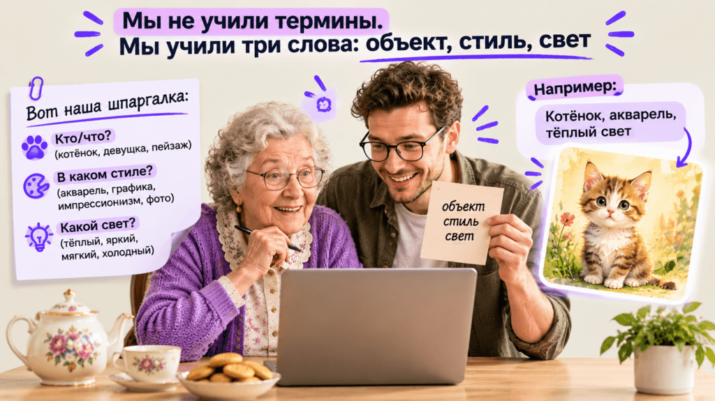 «Мы не учили термины. Мы учили три слова: объект, стиль, свет»