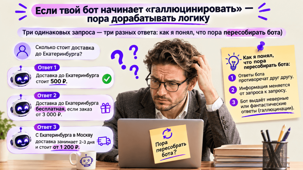 Если твой бот начинает «галлюцинировать» — пора дорабатывать логику