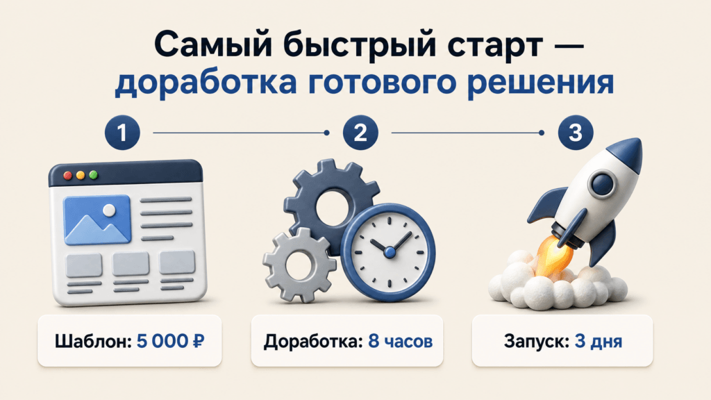 Самый быстрый старт — не с нуля, а с доработки готового решения