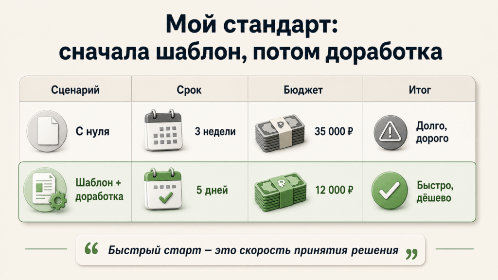 «Теперь это мой стандарт: сначала шаблон, потом доработка»