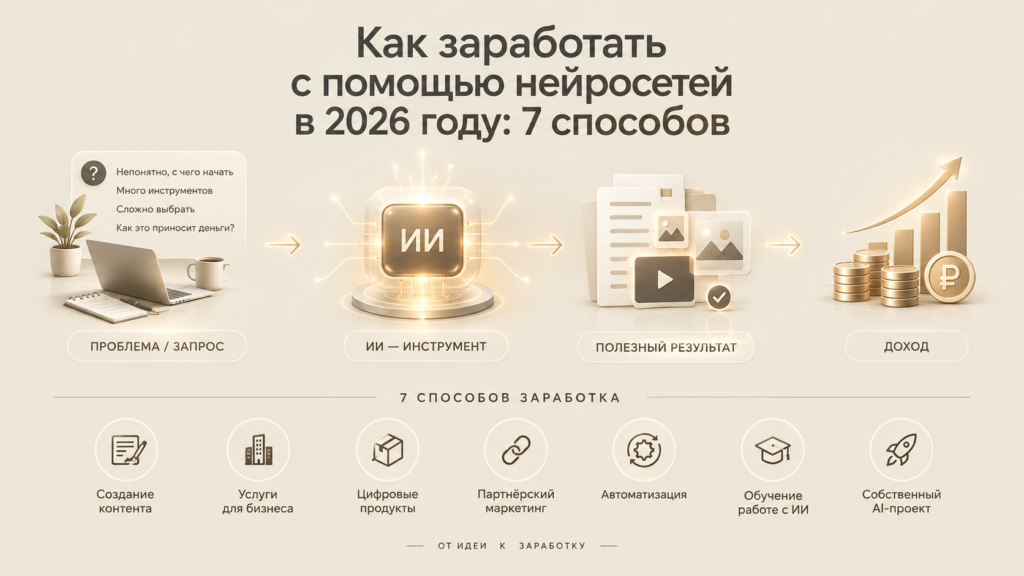 Как заработать с помощью нейросетей в 2026 году: 7 способов